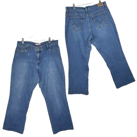 VTG Y2K Levis 550 Jeans Relaxed Ankle Boot High Waist Women 14 M (34X28) Stretch - Picture 1 of 16